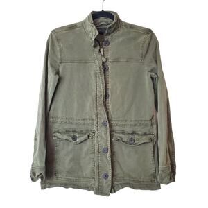 Lucky Brand Xs Olive Green Utility Cargo Jacket‎ Military Oversized Lyocell